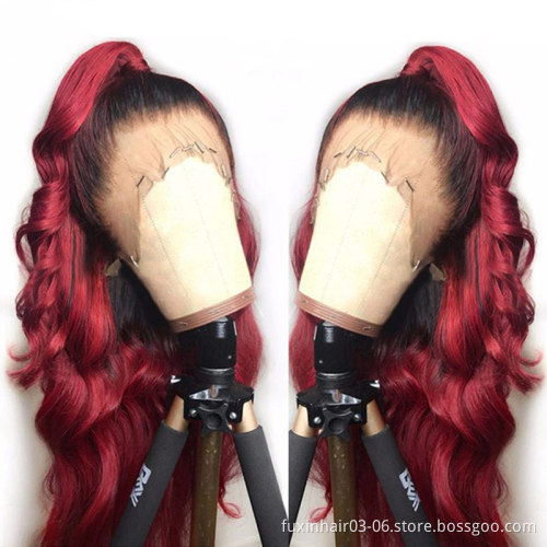 30 Inch 99j Human Hair Wig Burgundy Colorful Lace Frontal Wig Lace Front Colored Wigs 99j Ombre Deep Wave Swiss Lace Transparent